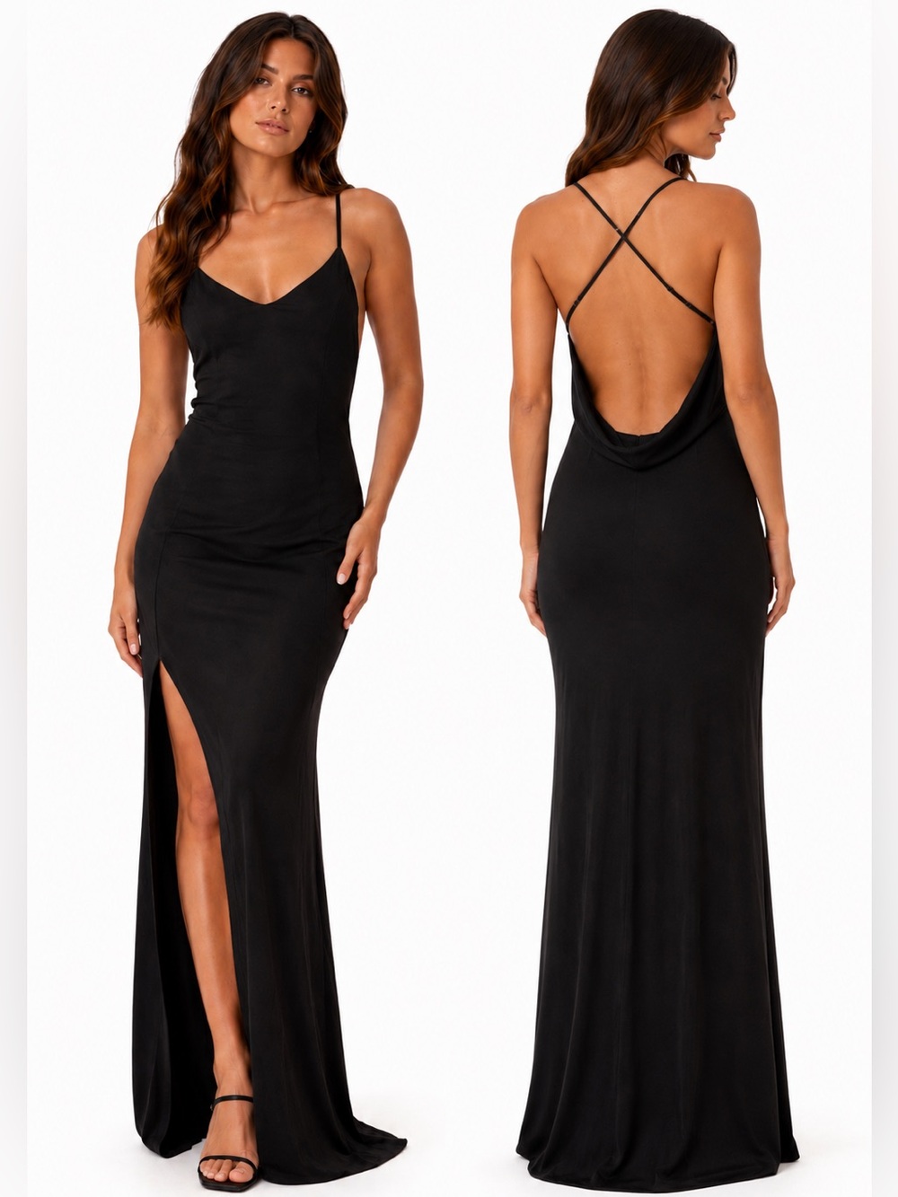 NWT Black Sleeveless Maxi Dress with Cowl Back